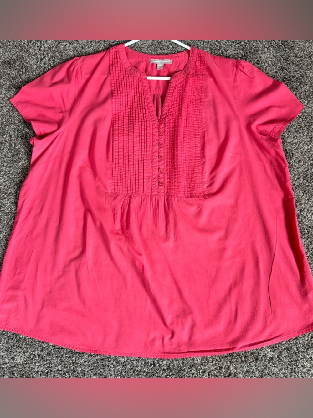 Woman Within Pink Pintuck Split-Neck Tunic Size 18/20 (A-45)